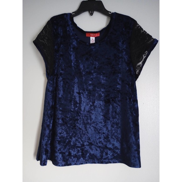 Bloomingdales's Aqua Girl Blue Velour Shirt XL 16 - Picture 1 of 9